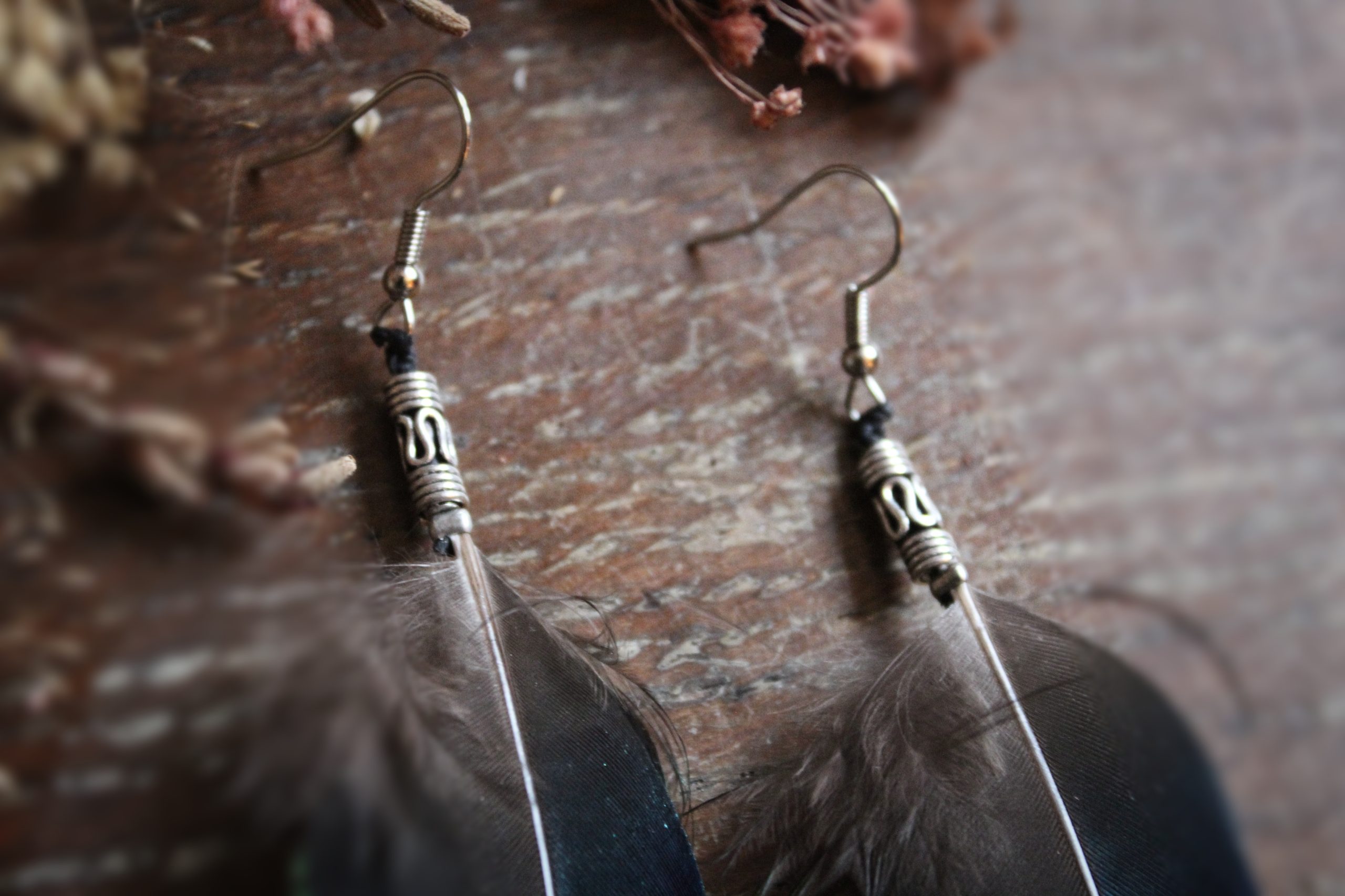 Boucles d'oreilles plumes de paon