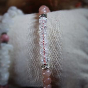 Bracelet énergétique Pierre de soleil et cristal de roche craquelé