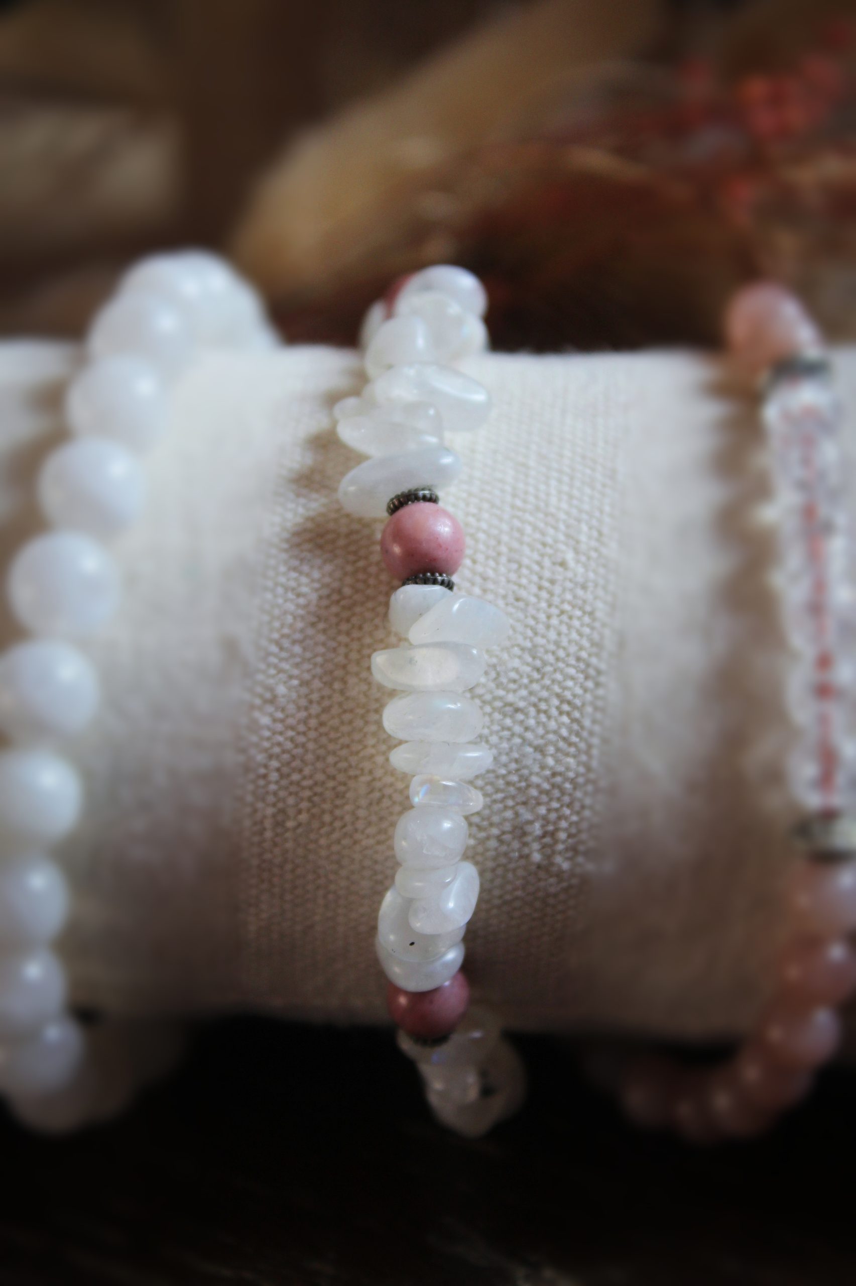 bracelet énergétique en péristérite et rhodonite