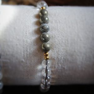 Bracelet énergétique en pyrite et cristal de roche