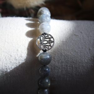 Bracelet énergétique en labradorite et breloque Lotus