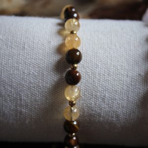 Bracelet énergétique en perles œil de tigre et citrine