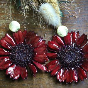 Boucles d'oreilles Germénies rouges résinées